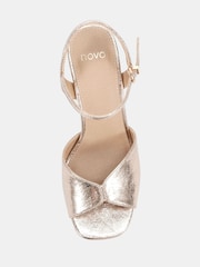 Novo Gold Wide Fit Lucie Platform Block Heel Sandals - Image 5 of 6