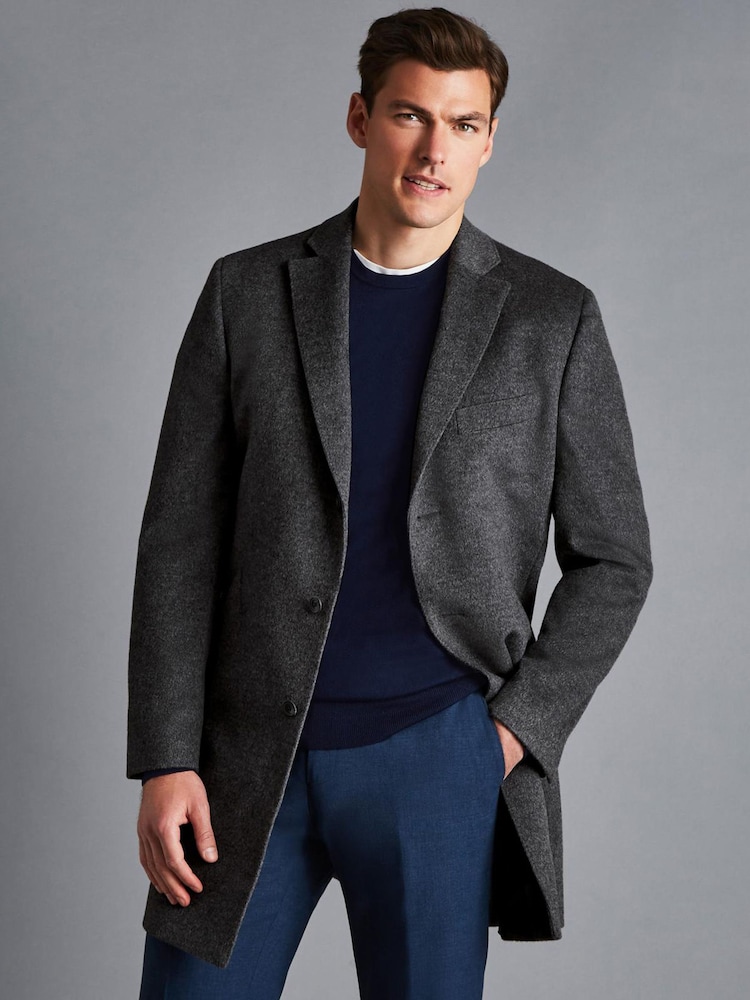 Charles Tyrwhitt Grey Pure Wool Overcoat - Image 1 of 5