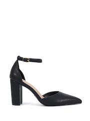 Novo Black Standard Fit Ivar Two Part Block Heel Point Toe Ankle Strap Court Shoes - Image 2 of 6