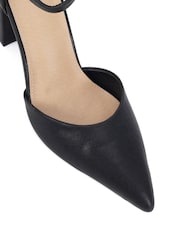 Novo Black Standard Fit Ivar Two Part Block Heel Point Toe Ankle Strap Court Shoes - Image 5 of 6