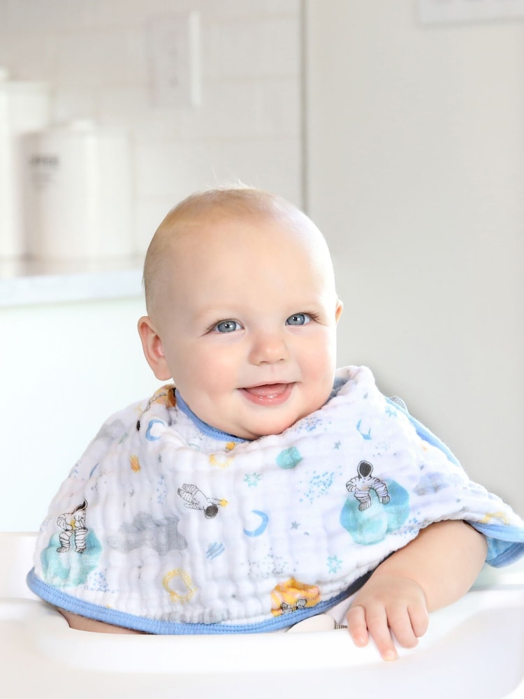 aden + anais Natural Essentials Cotton Space Explorers Muslin Baby Burpy 100% Cotton Bib - Image 1 of 1