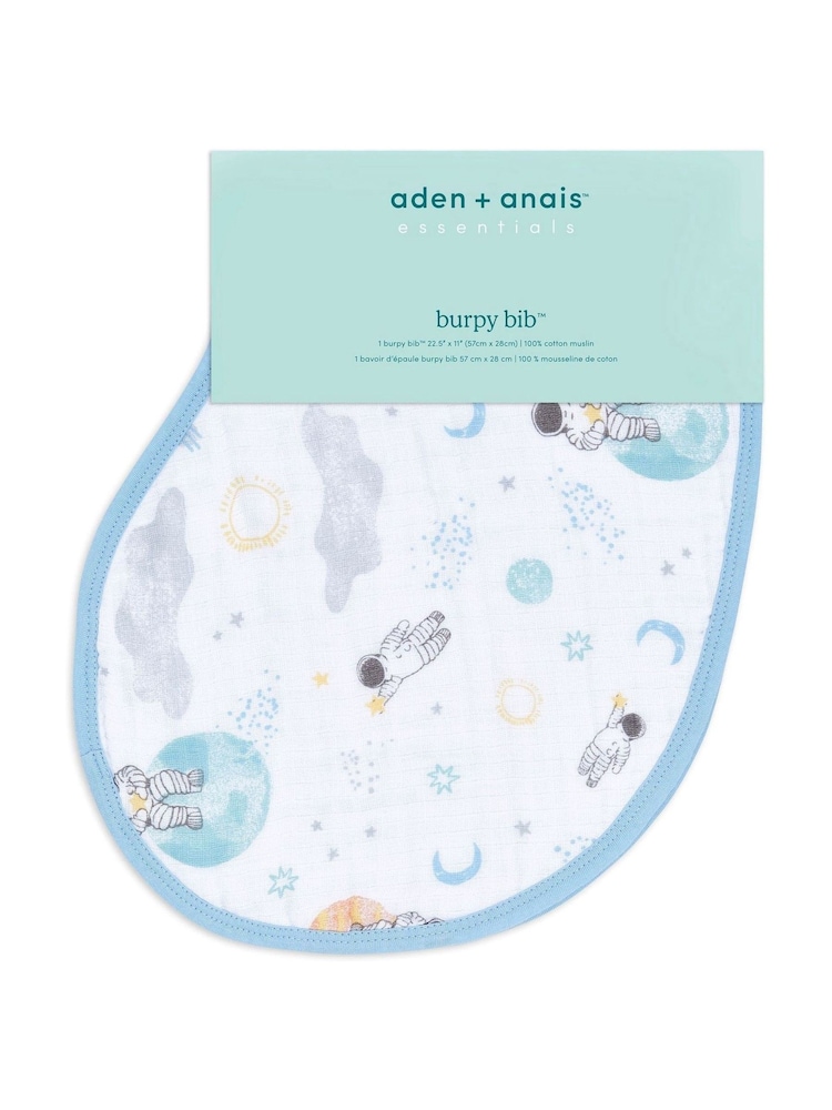 aden + anais Natural Essentials Cotton Space Explorers Muslin Baby Burpy 100% Cotton Bib - Image 2 of 2