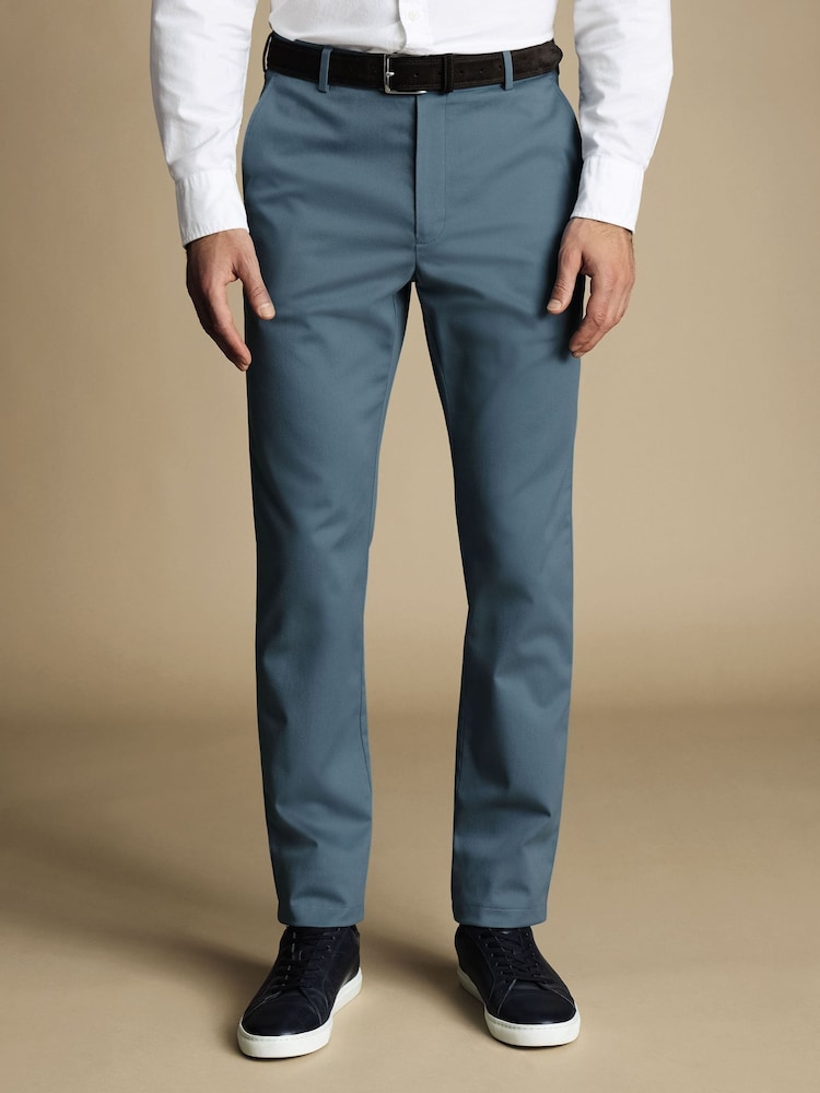 Синий - Узкие негладкие брюки чинос Charles Tyrwhitt Ultimate - Image 1 of 5