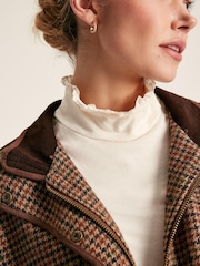Joules Sandringham Brown Tweed Cape With Removable Fur Trim - Image 6 of 8