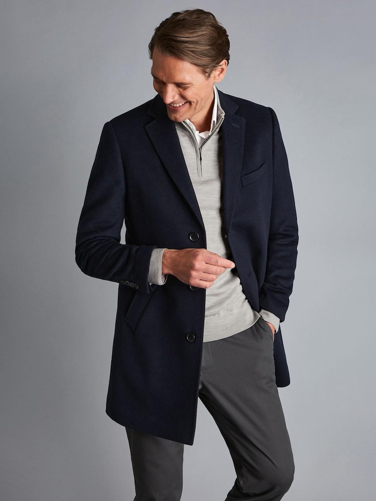 Charles Tyrwhitt Blue Pure Wool Overcoat - Image 1 of 5