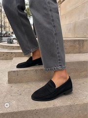 Novo Black Wide Fit Finn Flat Loafers - Image 1 of 6