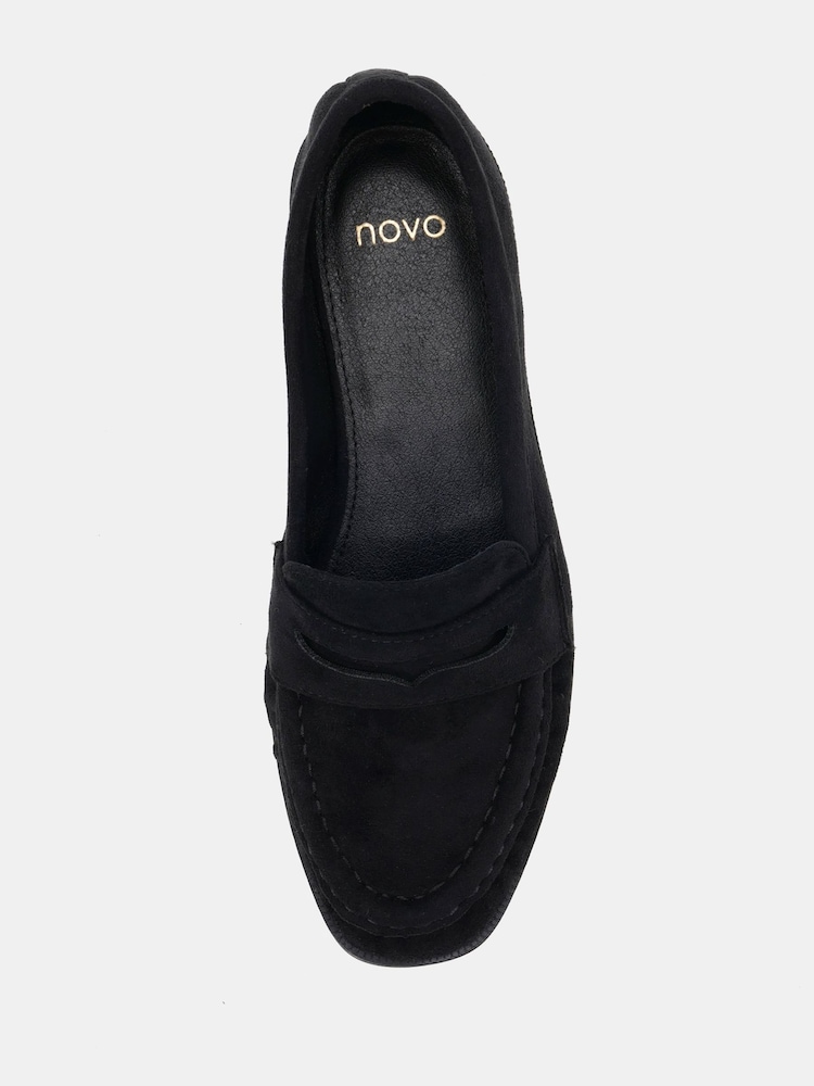 Novo Black Wide Fit Finn Flat Loafers - Image 6 of 6