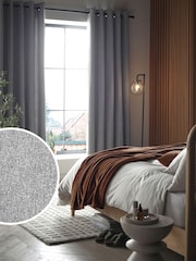 Grey Next Soft Marl Eyelet Blackout/Thermal Curtains - Image 1 of 7