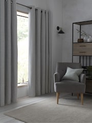 Grey Next Soft Marl Eyelet Blackout/Thermal Curtains - Image 3 of 7