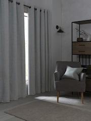 Grey Next Soft Marl Eyelet Blackout/Thermal Curtains - Image 4 of 7