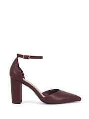 Novo Red Standard Fit Ivar Two Part Block Heel Point Toe Ankle Strap Court Shoes - Image 2 of 6