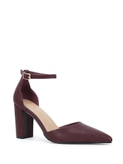 Novo Red Standard Fit Ivar Two Part Block Heel Point Toe Ankle Strap Court Shoes - Image 3 of 6