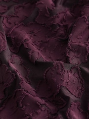 Berry Red Textured Jacquard Long Sleeve Blouse - Image 7 of 7