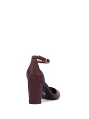 Novo Red Wide Fit Ivar Two Part Block Heel Point Toe Ankle Strap Court Shoes - Image 4 of 6
