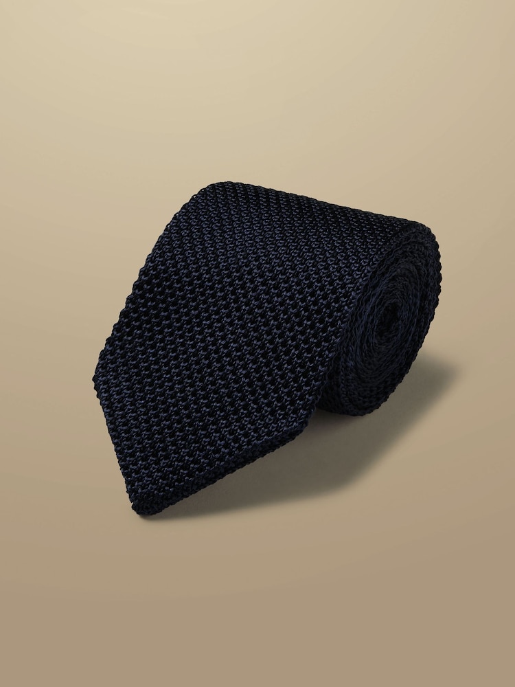 Charles Tyrwhitt Blue Silk Knitted Slim Tie - Image 1 of 2