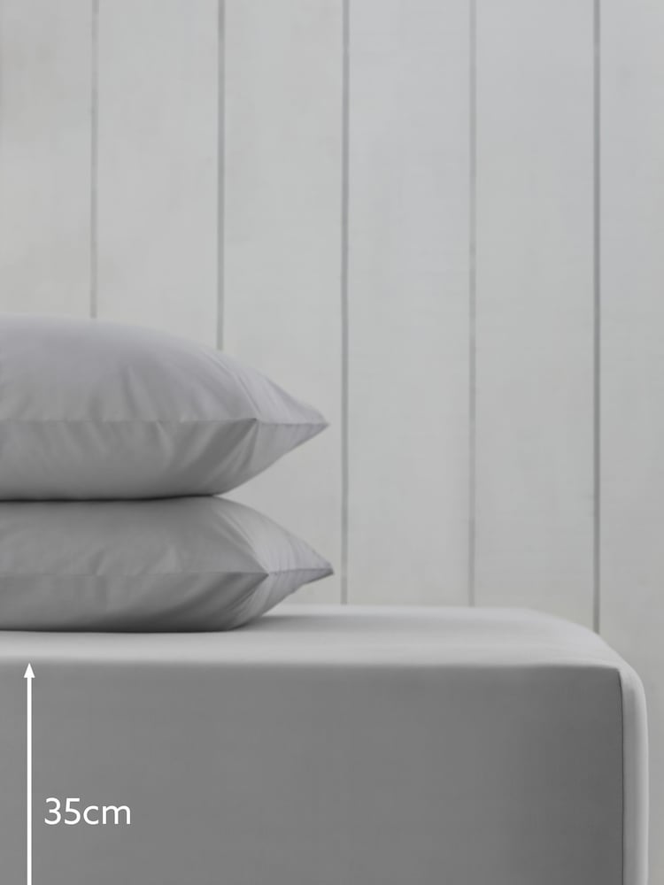 Grey Silver Cotton Rich Deep Fitted Bed Sheet - Image 2 of 2 Grey Silver Cotton Rich Deep Fitted Bed Sheet - Image 2 of 2