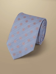 Charles Tyrwhitt Blue grey Medallion Silk Spun Viscose Stain Resist Pattern Tie - Image 1 of 2