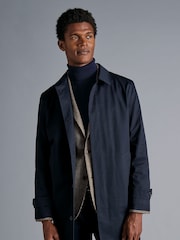 Charles Tyrwhitt Blue Classic Showerproof Cotton Raincoat - Image 1 of 2