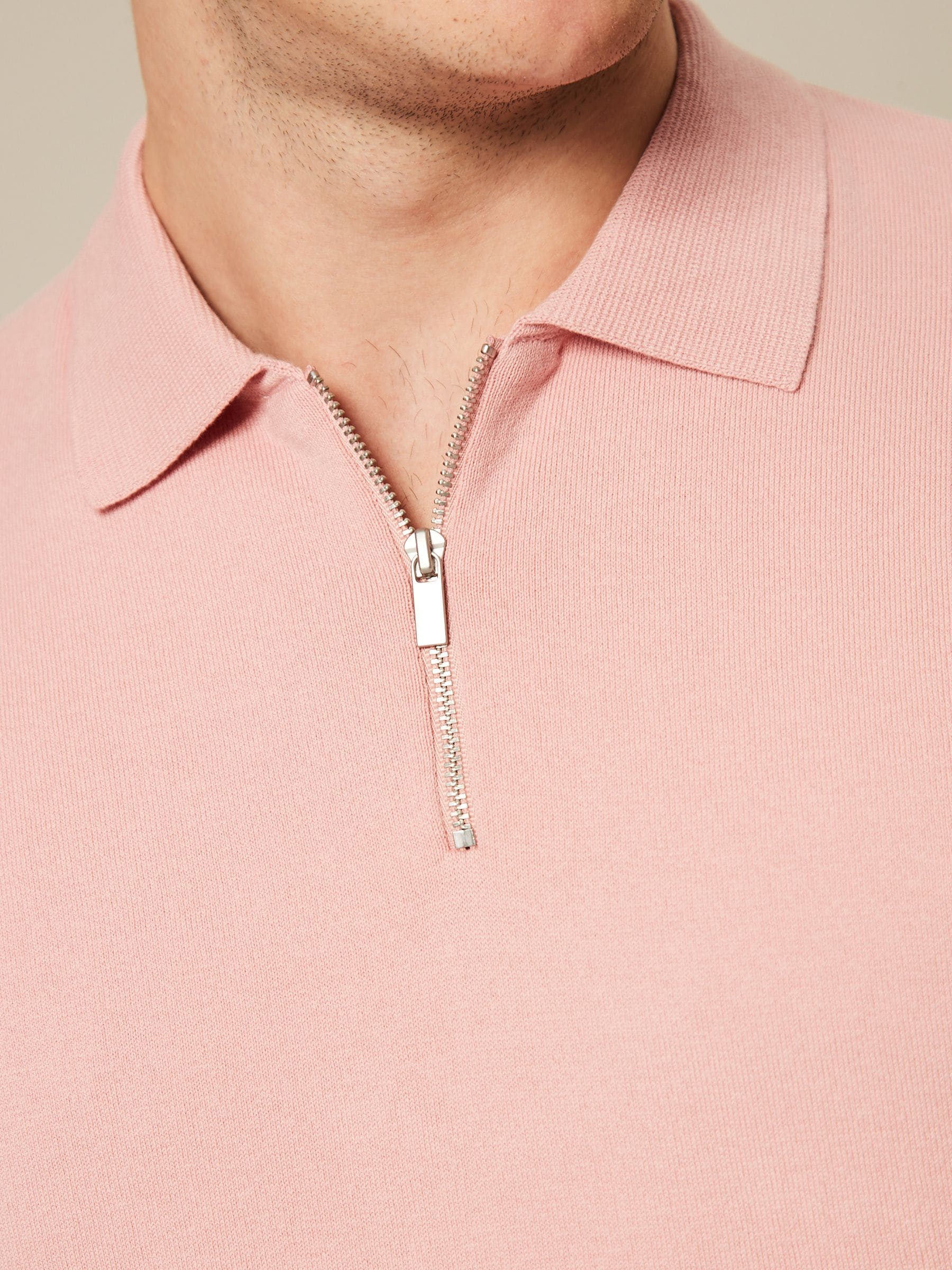 Buy Pink Knitted Regular Fit Zip Polo Shirt from Next Luxembourg Buy Pink Knitted Regular Fit Zip Polo Shirt from Next Luxembourg