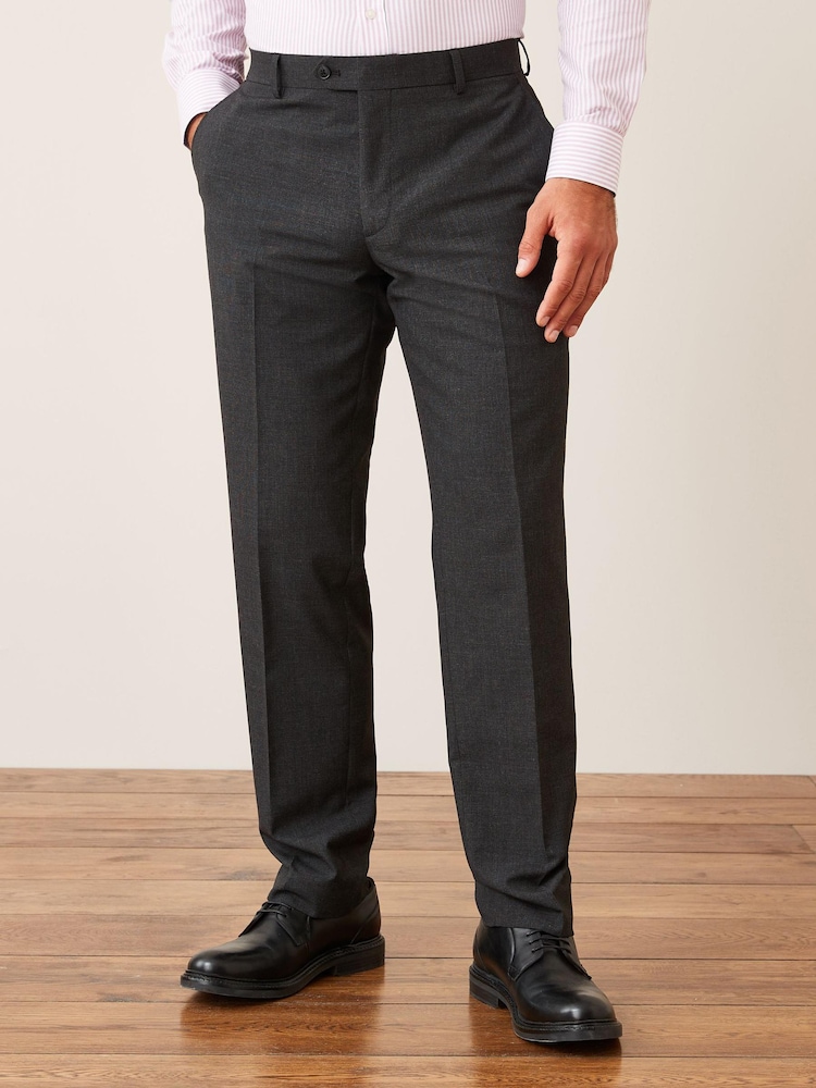 V barvi oglja - v lepo prilegajočem se kroju; lepo ukrojen Fit Wool Mix Textured elegantne hlače - Slika 1 iz 6 V barvi oglja - v lepo prilegajočem se kroju; lepo ukrojen Fit Wool Mix Textured elegantne hlače - Slika 1 iz 6