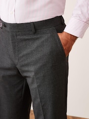 Charcoal Grey Tailored Fit Wool Mix Textured Suit Trousers - Image 3 of 6