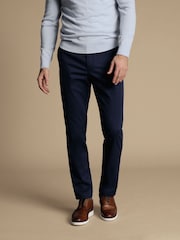 Charles Tyrwhitt Blue Chrome Slim Fit Ultimate Non-Iron Chino Trousers - Image 1 of 5