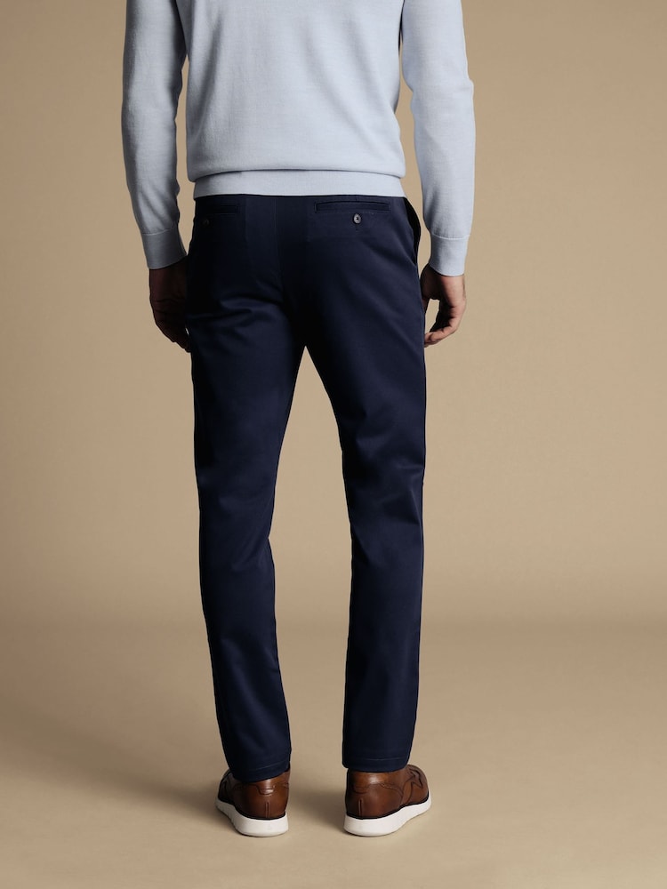 Charles Tyrwhitt Blue Chrome Slim Fit Ultimate Non-Iron Chino Trousers - Image 2 of 5