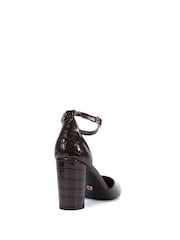 Novo Brown Wide Fit Ivar Two Part Block Heel Point Toe Ankle Strap Court Shoes - Image 4 of 6