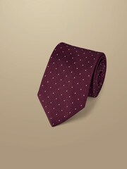 Charles Tyrwhitt Pink Spot Silk Stain Resist Tie - Image 1 of 2