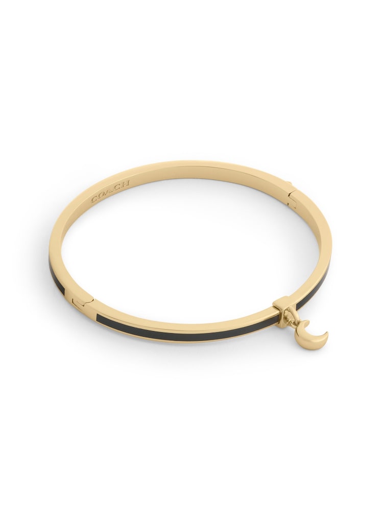 COACH Black Celestial Moon Charm Enamel Bangle Boxed Bracelet - Image 1 of 5