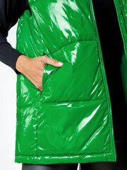 Roman Green Hi Shine Padded Gilet with Hood - Image 5 of 5