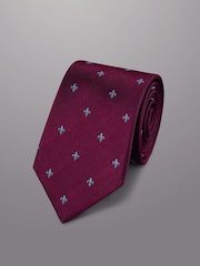 Charles Tyrwhitt Purple Fleur De Lys Silk Stain Resist Tie - Image 1 of 2