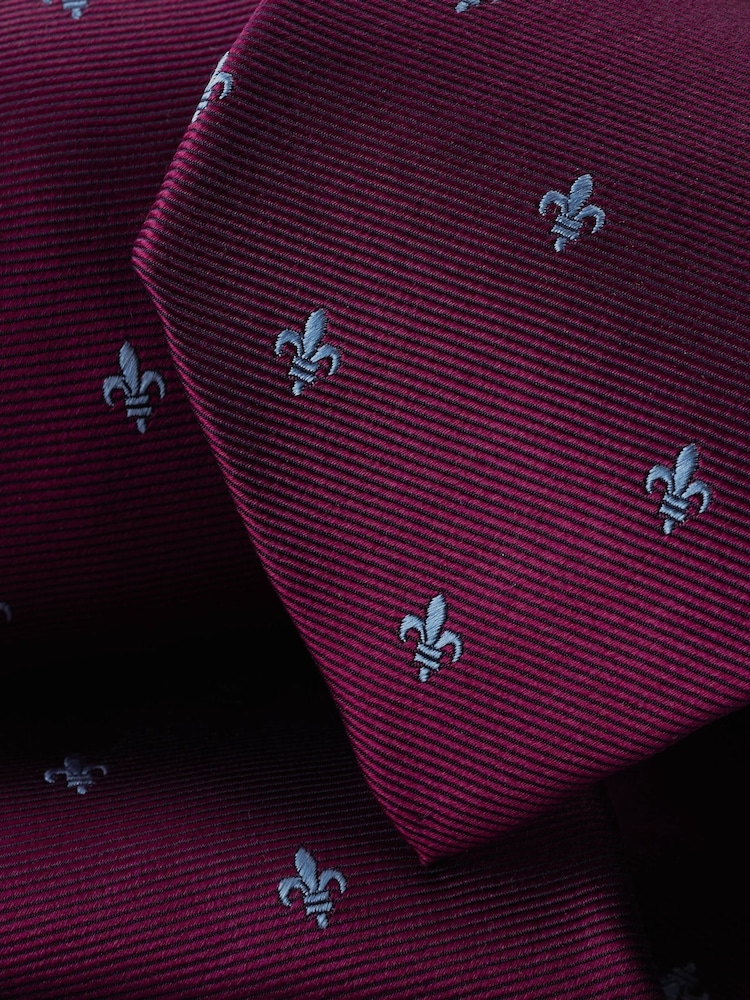Charles Tyrwhitt Purple Fleur De Lys Silk Stain Resist Tie - Image 2 of 2