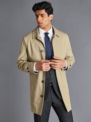 Charles Tyrwhitt Natural Classic Showerproof 100% Cotton Raincoat - Image 2 of 5