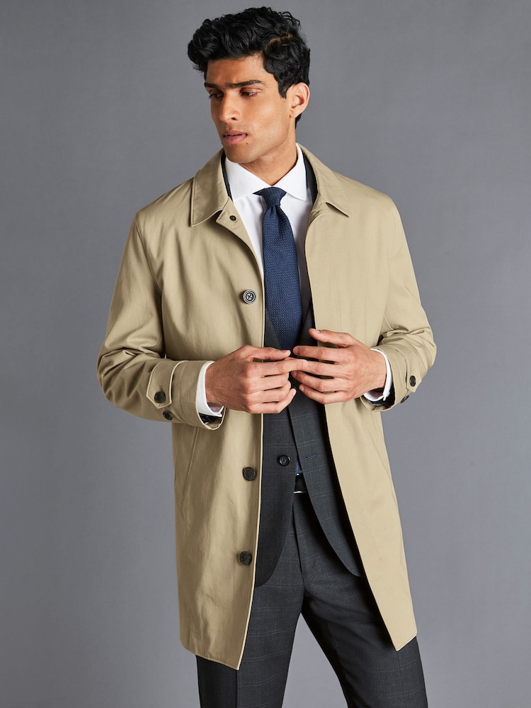 Charles Tyrwhitt Natural Classic Showerproof 100% Cotton Raincoat - Image 2 of 5