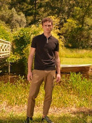 Black Knitted Regular Fit Zip Polo Shirt - Image 2 of 8
