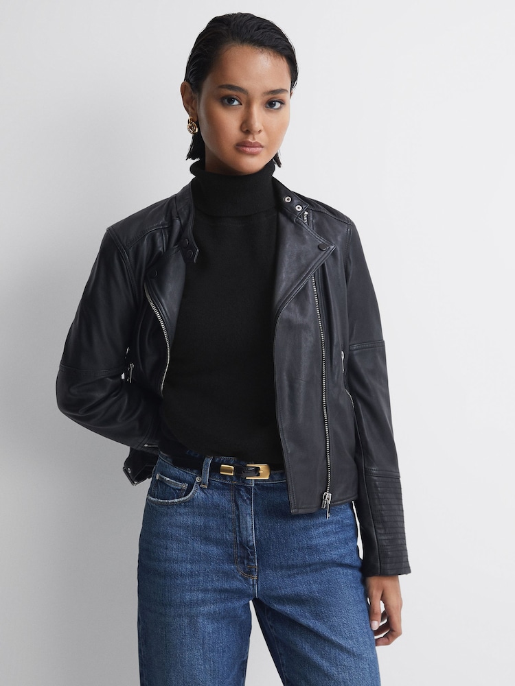 Reiss Black Mabel Fitted Cashmere Roll Neck Top - Image 3 of 5