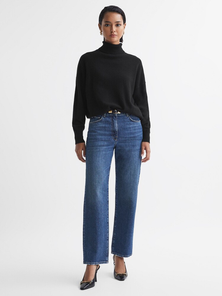 Reiss Black Mabel Fitted Cashmere Roll Neck Top - Image 4 of 5