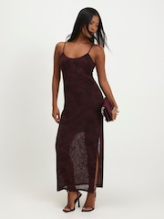 River Island Red Petite Strappy Lace Maxi Dress - Image 1 of 3