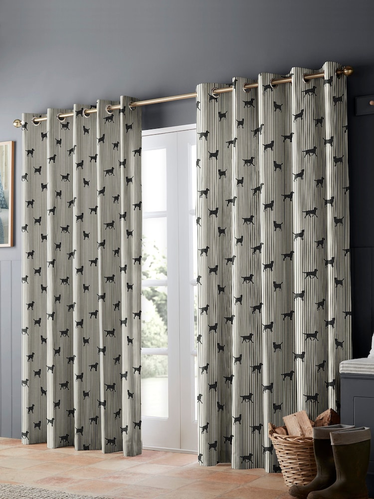Emily Bond Coal Black Marley Made to Measure 100% Cotton Curtains - Image 2 of 6