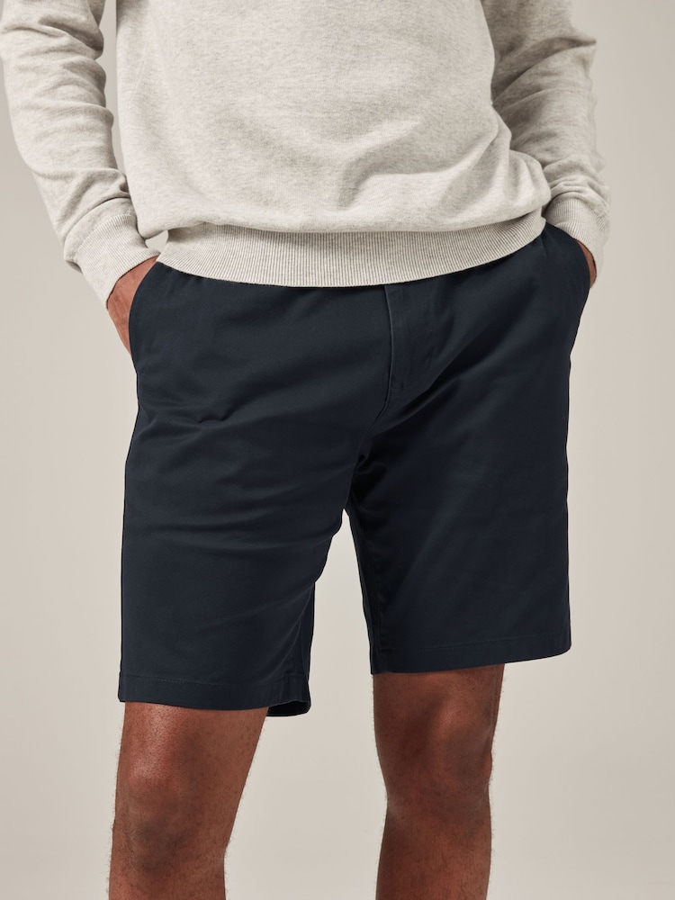 Navy Blue Slim Fit Stretch Chinos Shorts - Image 1 of 8