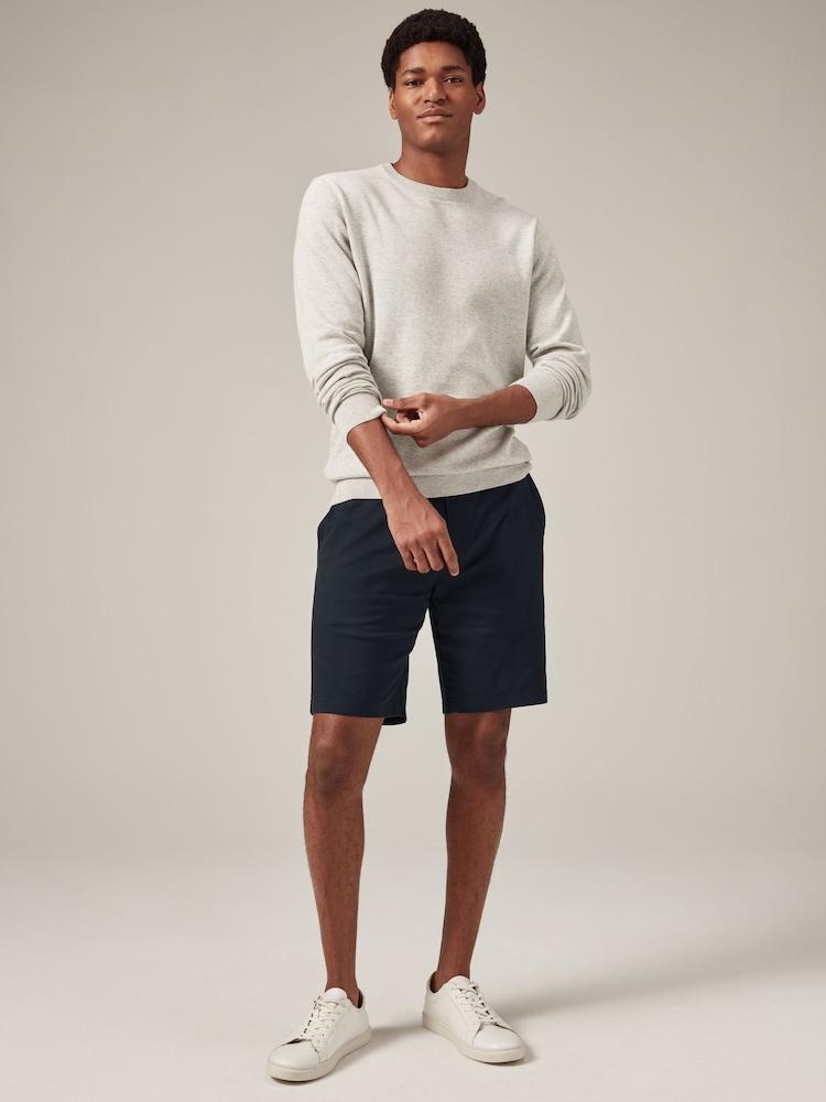 Navy Blue Slim Fit Stretch Chinos Shorts - Image 2 of 8