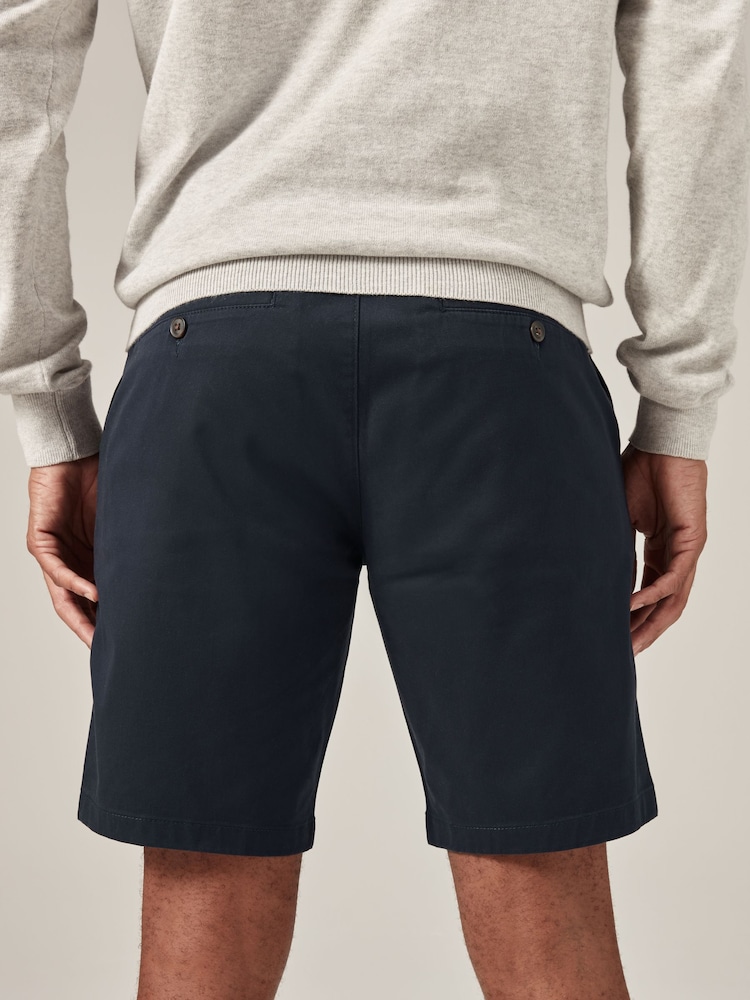 Navy Blue Slim Fit Stretch Chinos Shorts - Image 3 of 8