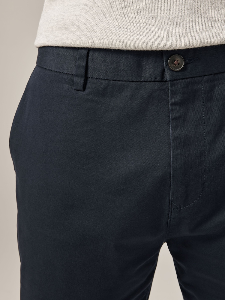 Navy Blue Slim Fit Stretch Chinos Shorts - Image 4 of 8