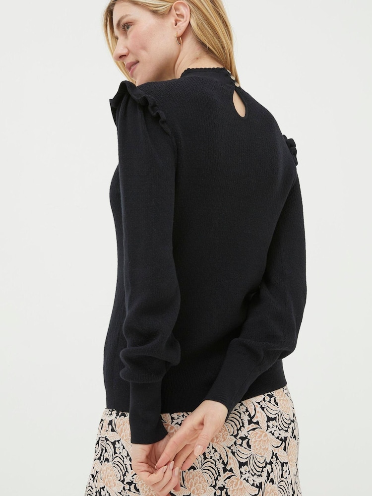 FatFace Black Fiona Frill Jumper - Image 2 of 6
