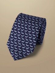 Charles Tyrwhitt Blue Hare Print Silk Tie - Image 1 of 3