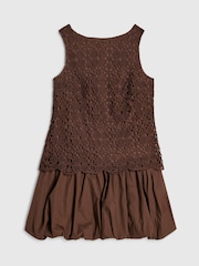 River Island Brown Petite Crochet Hybrid Mini Dress - Image 1 of 1