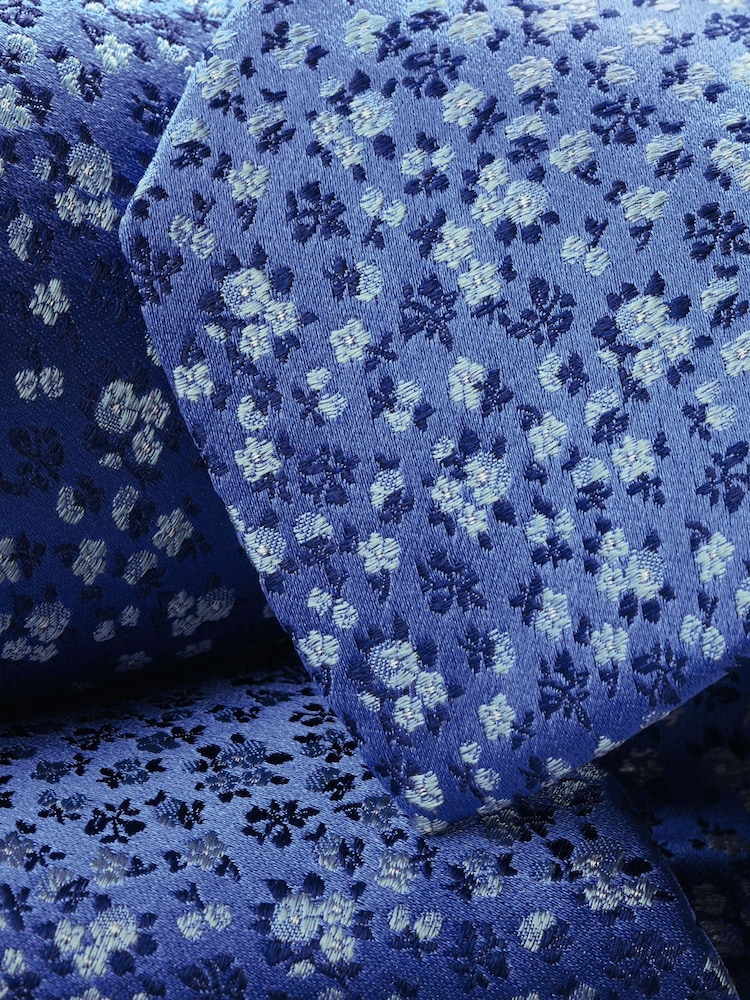 Charles Tyrwhitt Blue Floral Tie - Image 2 of 2 Charles Tyrwhitt Blue Floral Tie - Image 2 of 2