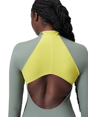 Speedo Green 8-004033 L/S Zip Colorblock Swimsuit 1 Piece - Image 3 of 12