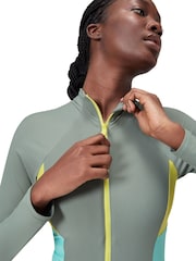 Speedo Green 8-004033 L/S Zip Colorblock Swimsuit 1 Piece - Image 5 of 12